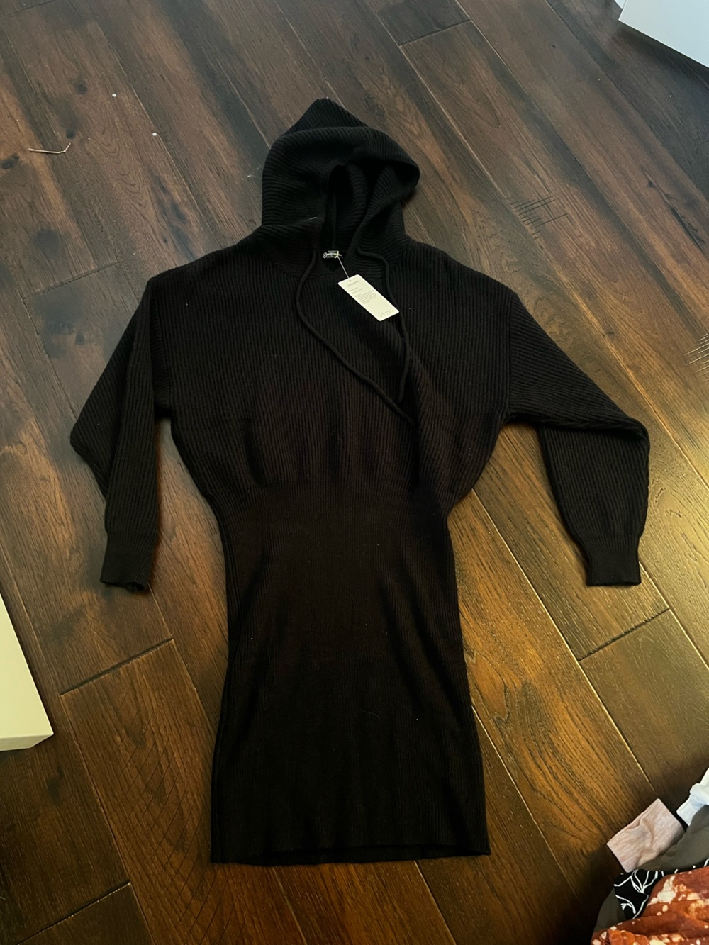 Black Ribbed Sweater Dress - Classic Knit Dress